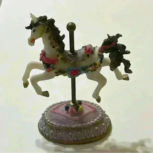 K's Collection Carousel Horse Figurine 4-3/4" tall Purple Roses - Picture 8 of 9